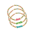 Mahjong Dot Crack Bam Rainbow Ball Bead Stretch Bracelet Set of 3