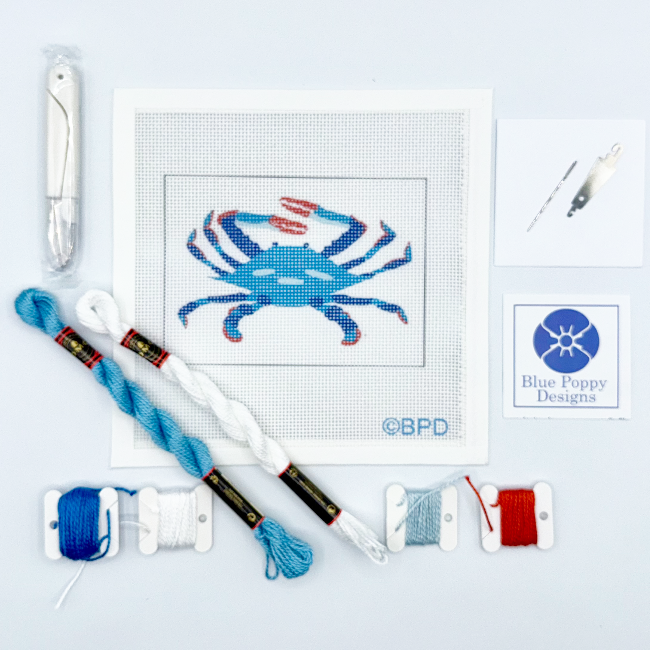 8X8  Blue Crab Needlepoint Kit
