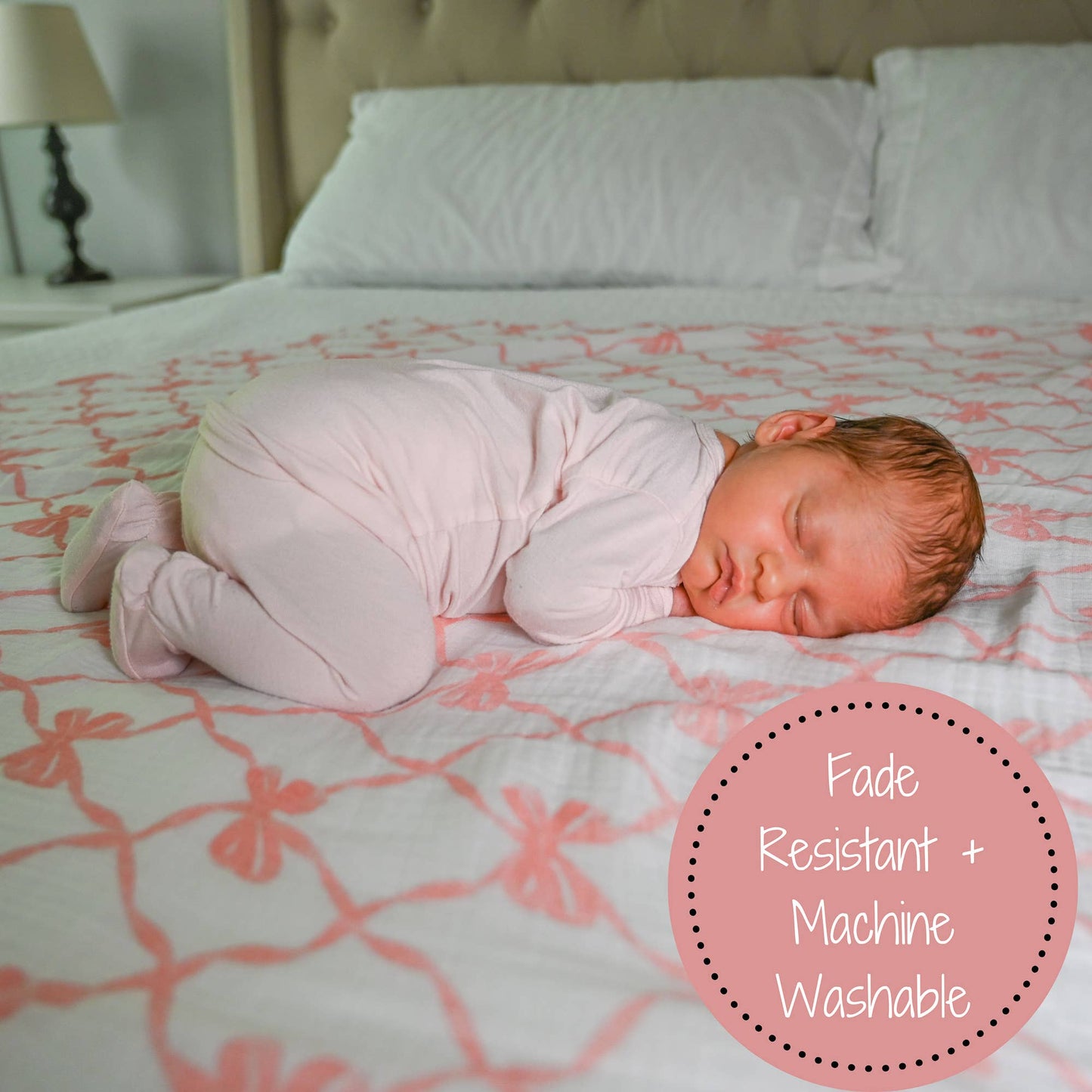 Lo Beautiful Bows Baby Muslin Swaddle Blanket