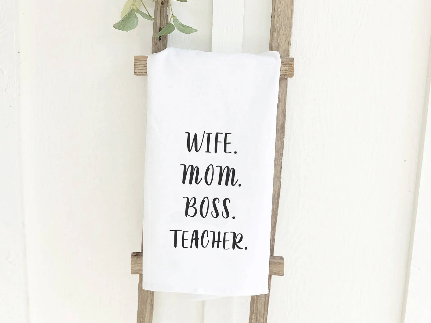 Wife Mom Boss Teacher - Cotton Tea Towel Indigo Tangerine An Initial Impression