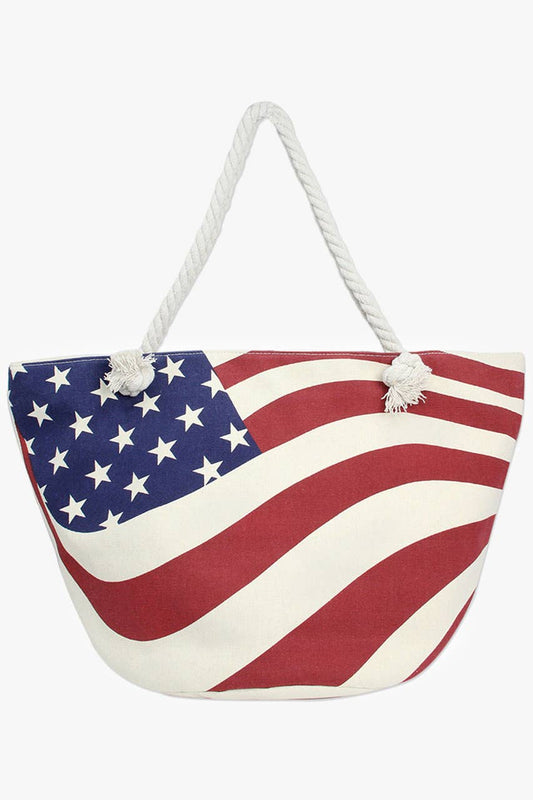 Hana - American Flag Print Beach Bag - An Initial Impression