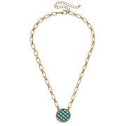 Corrie Gingham Pendant Necklace in Green