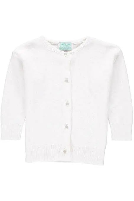 Personalized Cotton Cashmere Girl Cardigan White Julius Berger & Carriage Boutique An Initial Impression