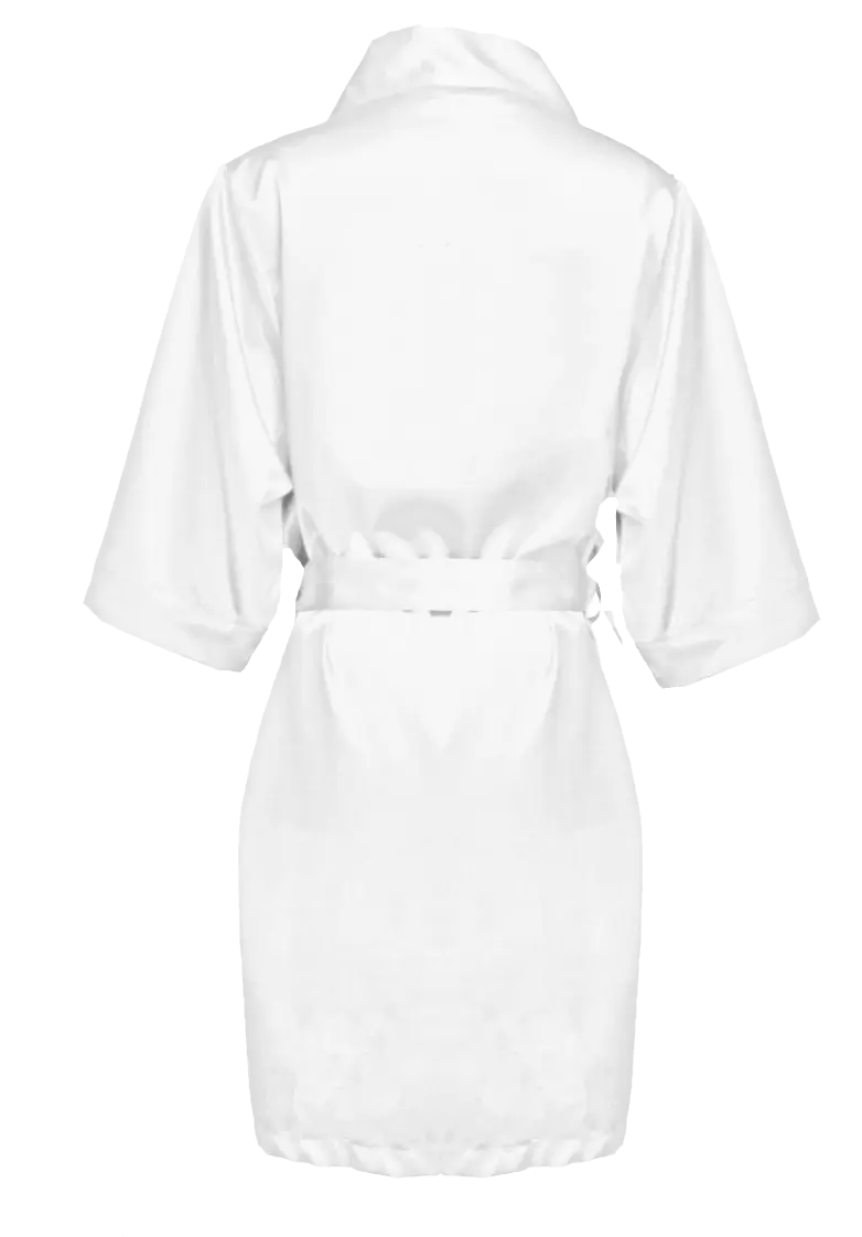 Ladies SatinRobe, Bride, Maid of Honor, Bridesmaid my everyday design An Initial Impression White