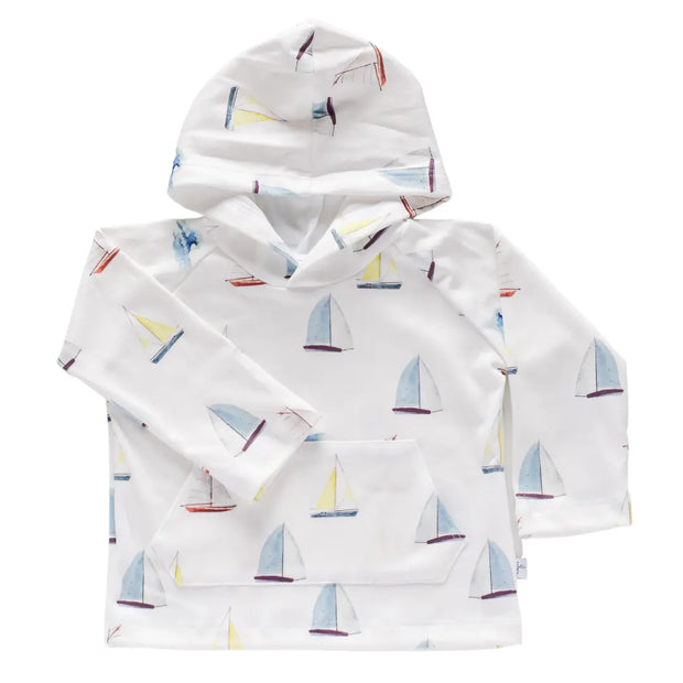 Jennifer Ann - Organic Pocket Hoodie - sailboats