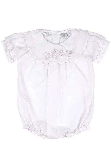 Personalized Baby Classic Monogram Bubble Julius Berger & Carriage Boutique An Initial Impression 6M-White-W-Pink-Trim