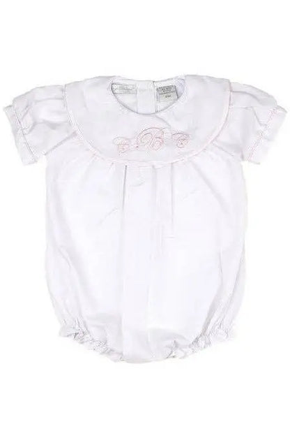 Personalized Baby Classic Monogram Bubble Julius Berger & Carriage Boutique An Initial Impression 6M-White-W-Pink-Trim