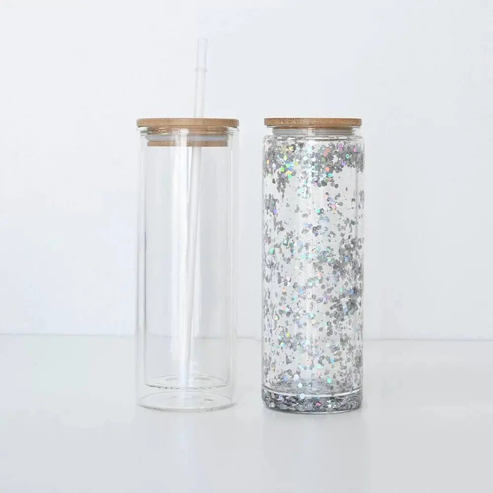 20oz Double Walled Sublimation Glass Tumbler MacKrafts LLC | mackraftsllc.com An Initial Impression Glitter