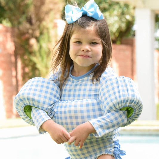 Sugar Bee Clothing - Blue Gingham - Floatie Cover - An Initial Impression