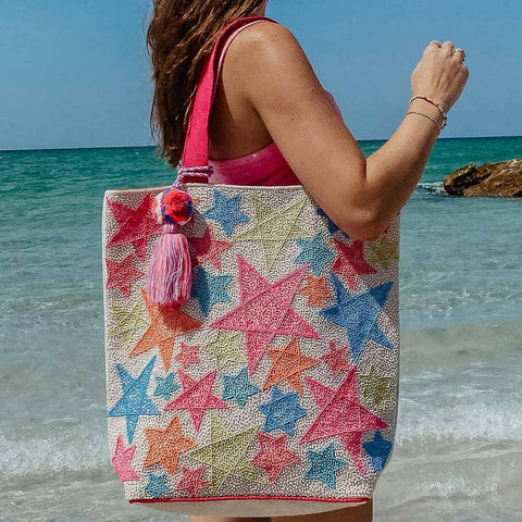 Katydid - Star Beaded Tote Bag or Beach Bag - An Initial Impression
