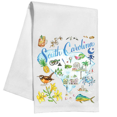 South Carolina Handpainted Icons Kitchen Towel