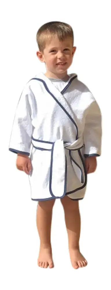 Child's Terry Beach Cover-up/ Robe Stork and Loom An Initial Impression Blue-Trim