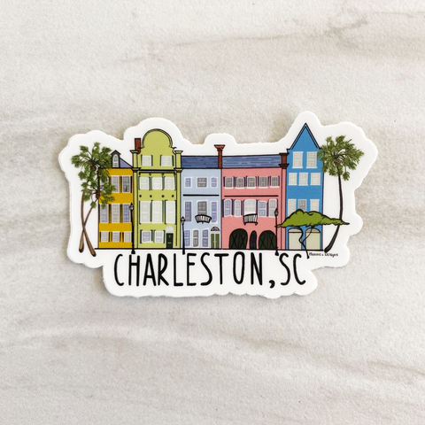 Nanner Designs - Rainbow Row Charleston, SC Sticker