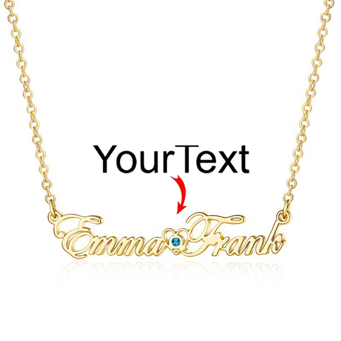 Personalized Vertical Cursive Name Necklace with Birth Month Flower Custom Any Name