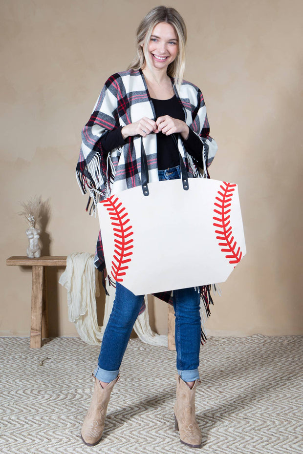 Sports Print Large Canvas Tote Game Day Bag - Baseball - An Initial Impression
