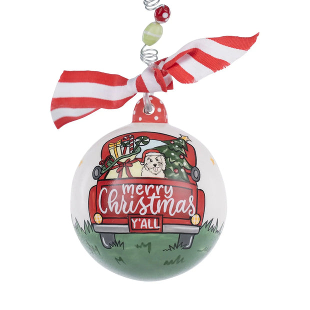 Merry Christmas Red Truck Ornament